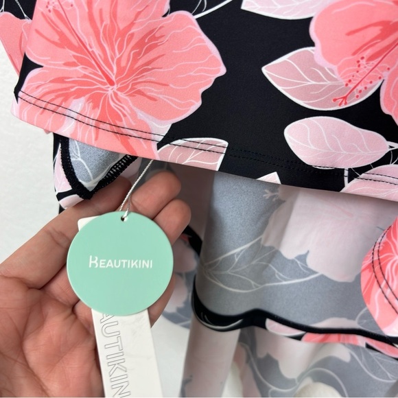 BEAUTIKINI FLORAL PINK BLACK PRINT SWIMMING PLUS SIZE TANKINI 20W BRAND NEW - Picture 5 of 5